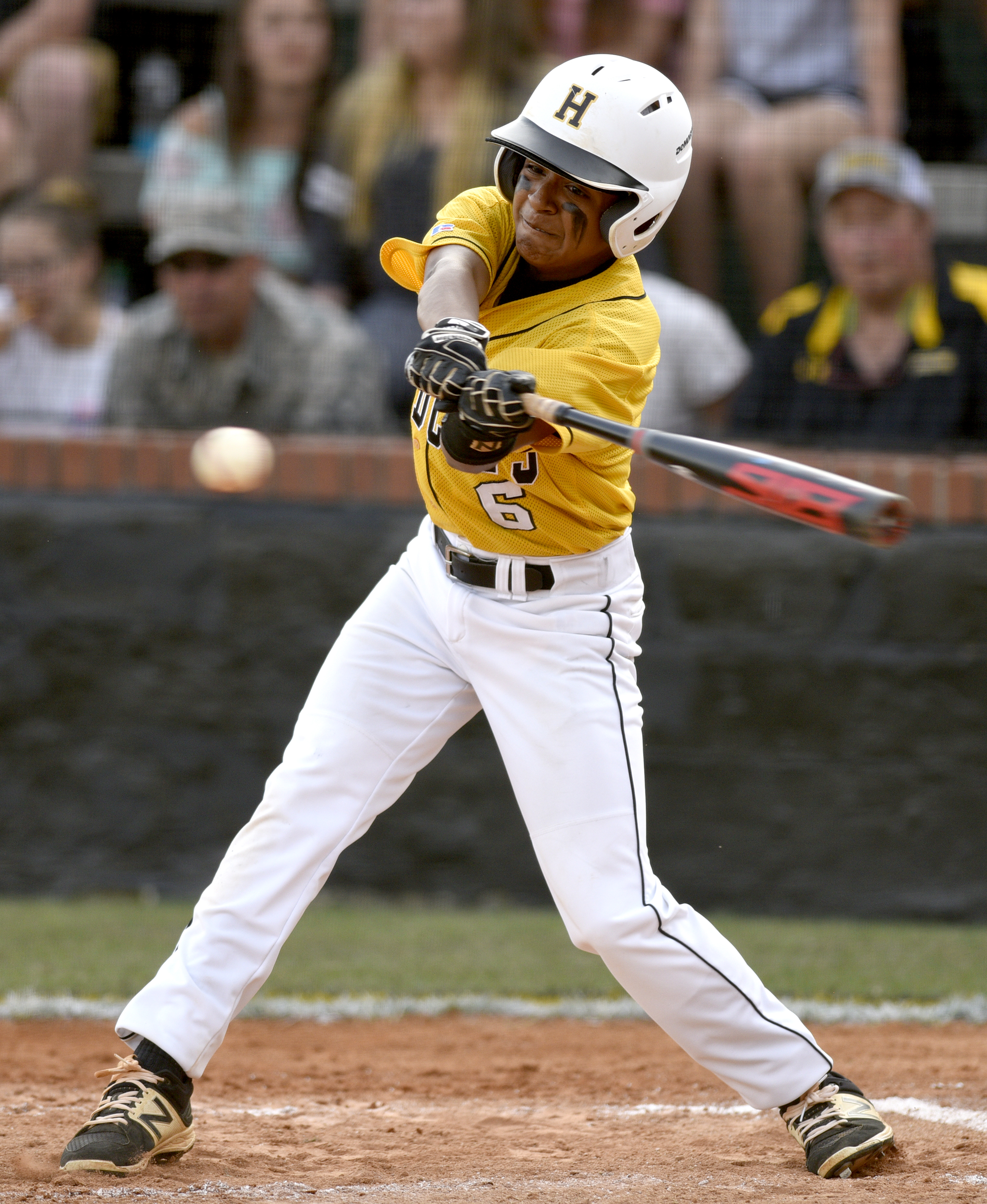 Hixson's DH, Manny Velazquez (6) connects with the ball. The Meigs County Tigers visited the Hixson Wildcats in the TSSAA Region 3-AA baseball final on May 14, 2018.