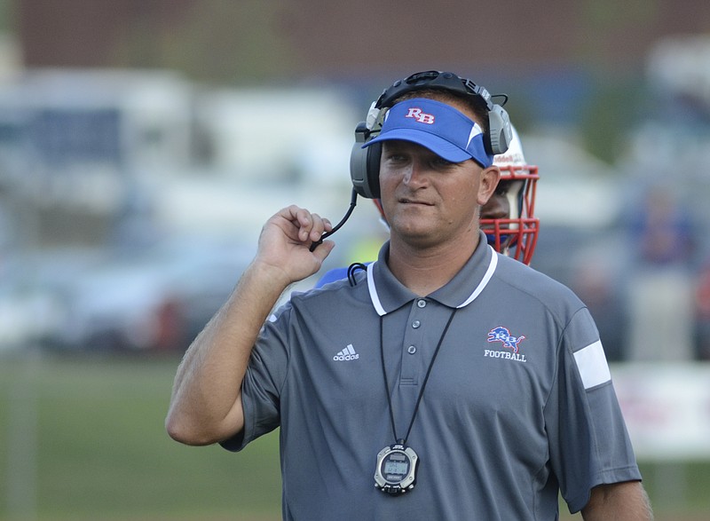 Red Bank coach Chad Grabowski coaches the game against Soddy-Daisy Friday at Red Bank High School.