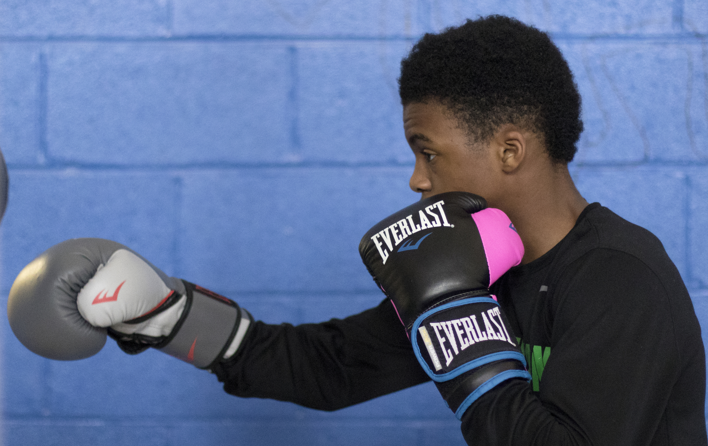 Mike Dawson Jr., 16, warms up while hitting a double-ended punching bag at the Westside boxing gym on Monday, May 14, 2018 in Chattanooga, Tenn.