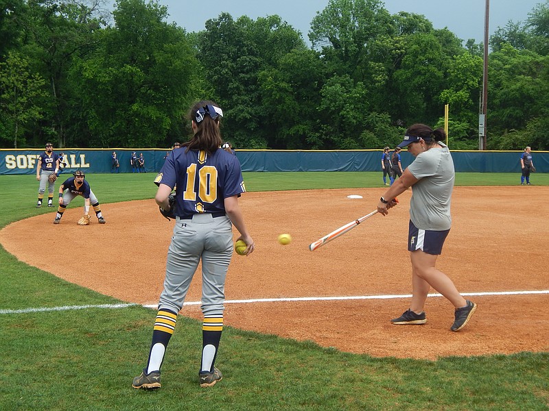 Chattanooga Christian softball coach Lisa Gray works out some Lady Chargers infielders before the Division II-A state quarterfinal against Donelson Christian Academy on Tuesday, May 15, 2018. CCS won 5-3 and 8-3 to take the best-of-three series and is now headed to the state tournament in Murfreesboro.