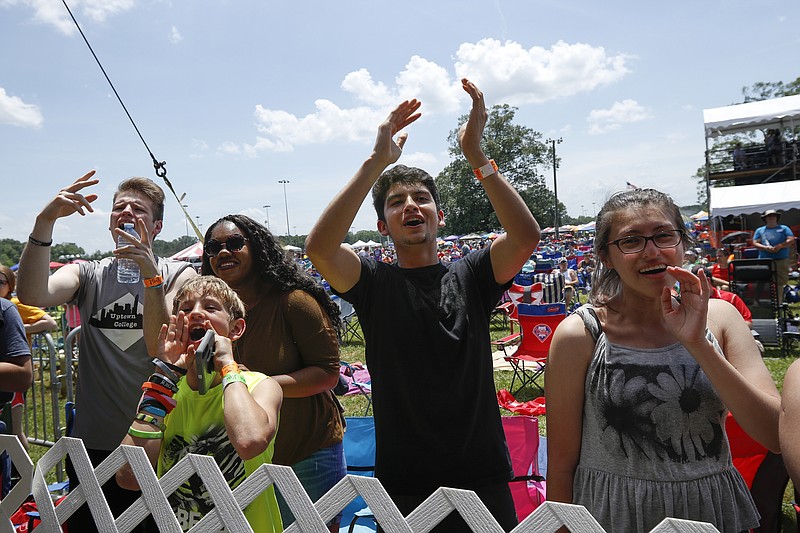 Fans cheer a performance by Gawvii at last year's Jfest.