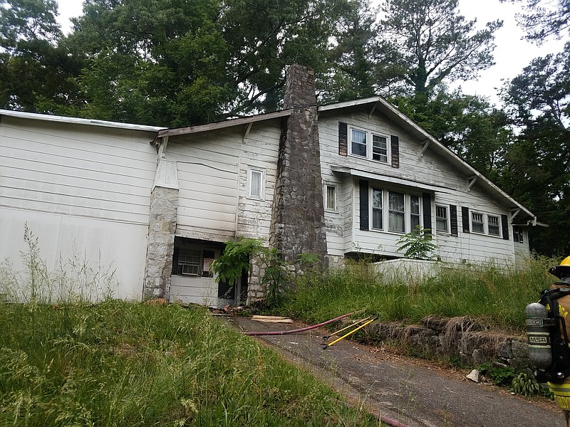 Chattanooga firefighters respond to a fire at a vacant house on the 200 block of Hillside Drive on Thursday, May 17, 2018.