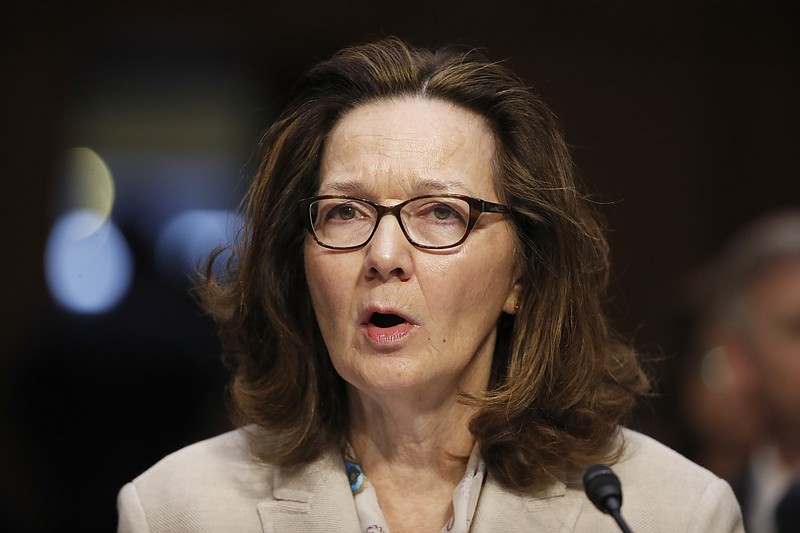 In this May 9, 2018, file photo, CIA nominee Gina Haspel testifies during a confirmation hearing of the Senate Intelligence Committee on Capitol Hill in Washington. The political schism in the Democratic Party is playing out in the vote for Haspel, as support from red-state senators facing re-election is bumping up against a more liberal flank eyeing potential 2020 presidential bids who reject of the nominee over the agency's clouded history of torture. (AP Photo/Alex Brandon, File)