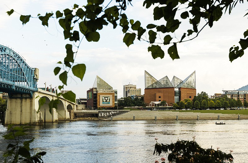 The Tennessee Aquarium and 21st century waterfront are seen on July 18, 2017, in Chattanooga.