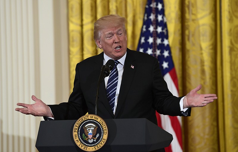 President Donald Trump speaks in the East Room of the White House in Washington, Friday, May 18, 2018, during a Prison Reform Summit. (AP Photo/Susan Walsh)

