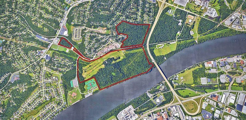 The Riverton site off Lupton Drive consists of five parcels totaling 210 acres. It has 3,300 feet of Tennessee River frontage. (Contributed photo from NAI Charter Real Estate Corp.)