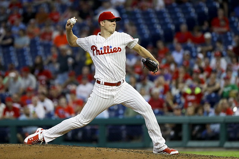 Philadelphia Phillies' Nick Pivetta pitches during the fourth inning of a baseball game against the Atlanta Braves, Monday, May 21, 2018, in Philadelphia. (AP Photo/Matt Slocum)