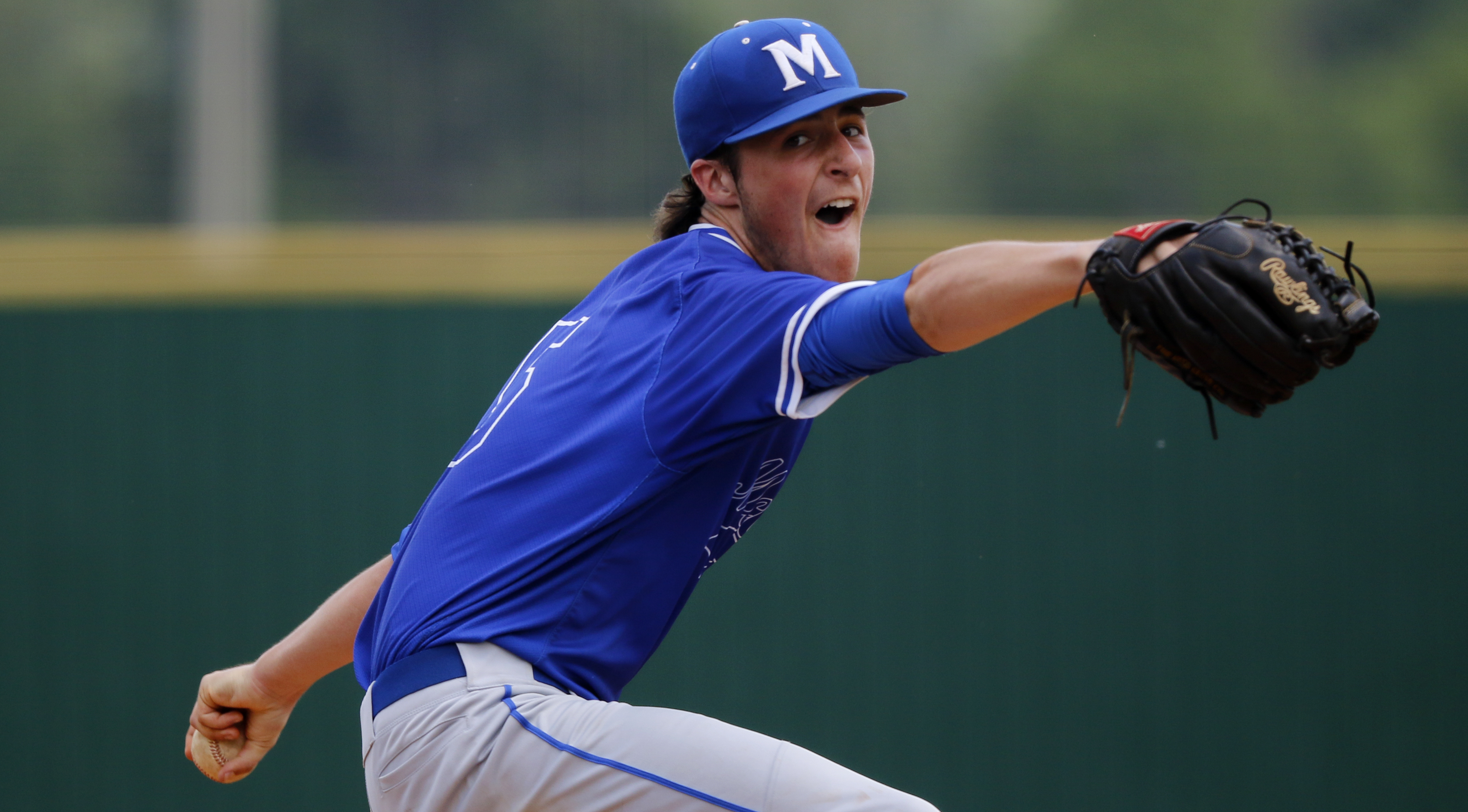 McCallie's Grayson Jones pitches against Baylor during the Division II Class AA winner's bracket final at Wilson Central High School during Spring Fling XXV on Wednesday, May 23, 2018 in Lebanon, Tenn.