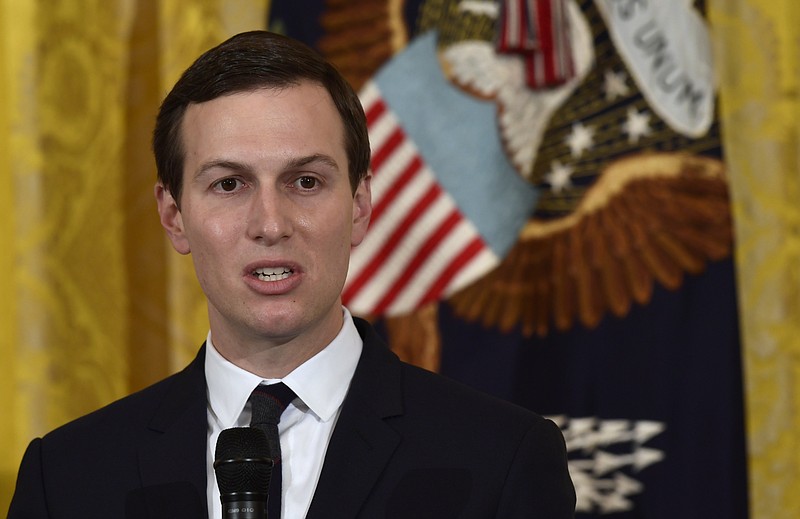 FILE - In this May 18, 2018, file photo, White House adviser Jared Kushner speaks in the East Room of the White House in Washington.