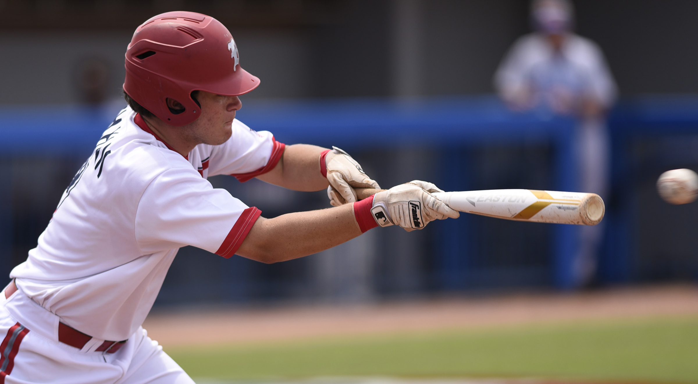 Baylor's Taylor Shahan (7) lays down a bunt for single during the Division II-AA baseball championship against Memphis University School in TSSAA Spring Fling action in Murfreesboro, Tenn. on May 24, 2018.