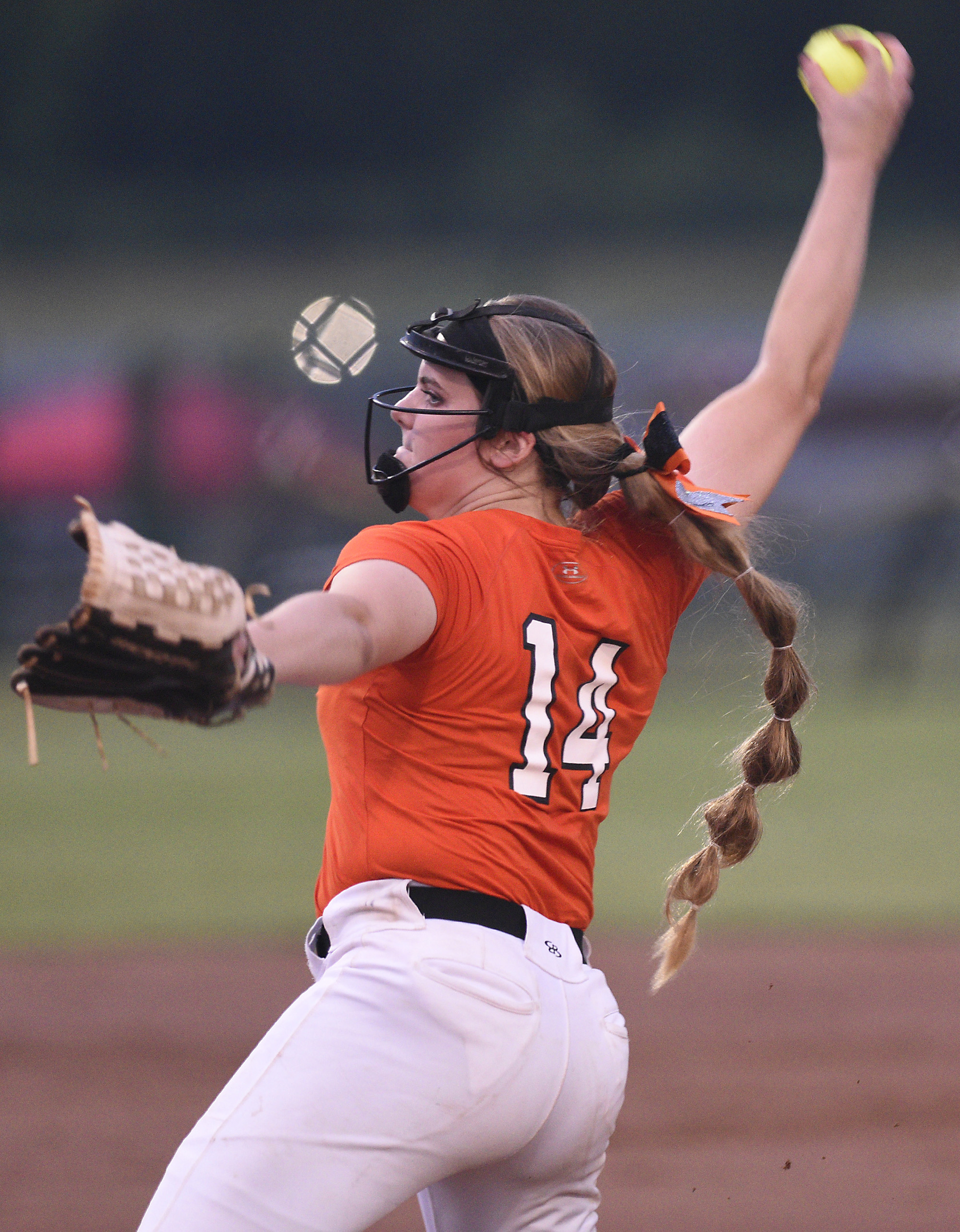 Meigs County's Ashley Rogers winds up to pitch in the final game of the TSSAA Class AA softball tournament in Murfreesboro. She and the team won their third state championship in as many years.