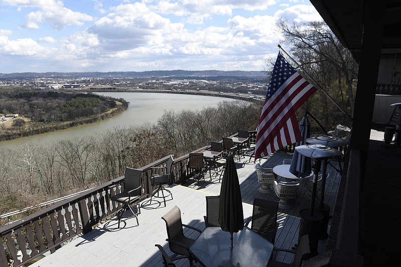 The view from a balcony at Sky Harbor Court, a bed and breakfast at 2159 Old Wauhatchie Pike at the foot of Lookout Mountain, is seen on Monday, Feb. 8, 2016, in Chattanooga, Tenn.