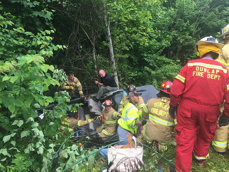 An SUV overturned on Cagle Mountain on State Route 111.