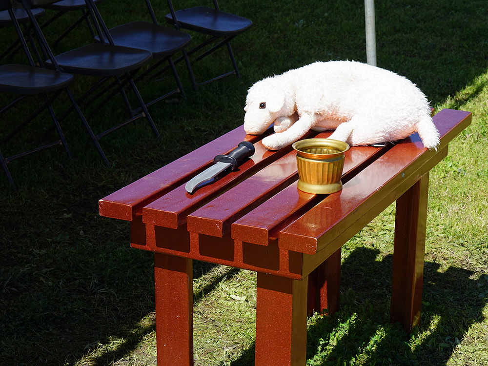 If a common Israelite sinned, he was to bring a sin offering to the slaughter table in the courtyard of the sanctuary. He would lay his hands on the head of the offering and then kill it. One of the priests would then put some of the blood on each of the horns of the Altar of Sacrifice and pour the rest at the base of the altar. (Leviticus 1:11; 4:29-30)