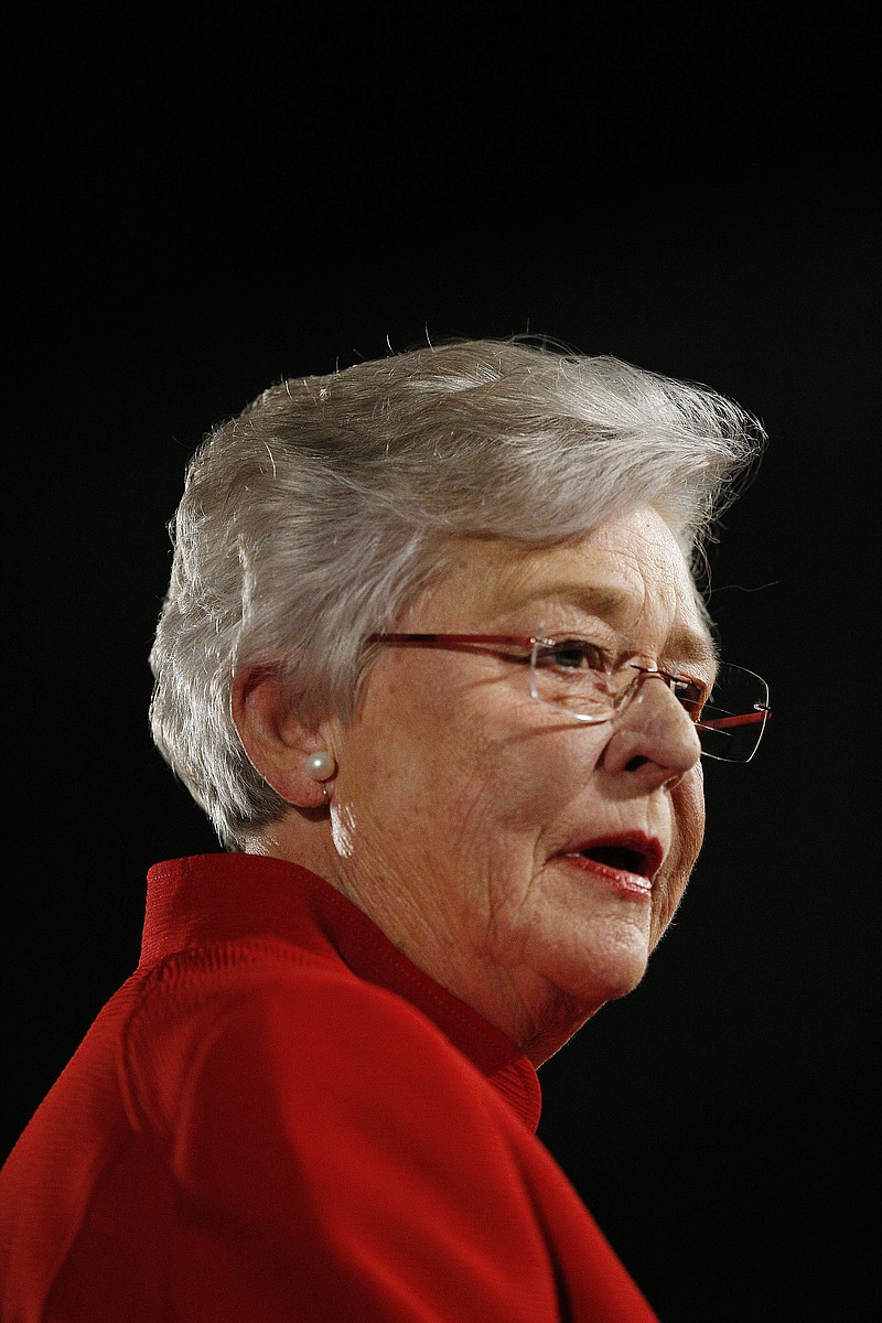 This Jan. 9, 2018, file photo shows Alabama Gov. Kay Ivey, who is proposing a plan to let school administrators store guns in locked safes on campus. Ivey wants school principals and other administrators to be able to access a weapon stored on campus. (AP Photo/Brynn Anderson, File)