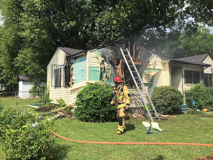 A fire destroyed part of this home on Hardy Street Saturday afternoon. (Photo by Battalion Chief Chris Willmore/Chattanooga Fire Department)