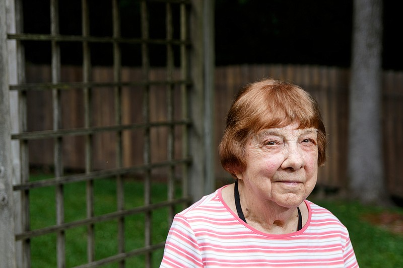 World War II veteran Rose Jackson, who served in the U.S. Army as a nurse, poses for a portrait outside her home on Thursday, May 31, 2018, in Summerville, Ga. 