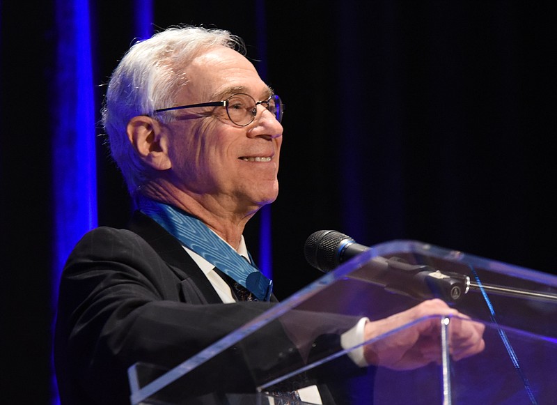 U.S. Army (Retired) Medal of Honor Recipient Col. Jack Jacobs speaks at the 2nd Annual Celebration of Valor luncheon Tuesday at the Chattanooga Convention Center.