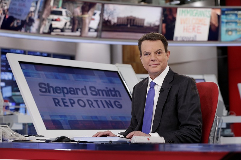 In this Jan. 30, 2017, file photo, Fox News Channel chief news anchor Shepard Smith on The Fox News Deck before his "Shepard Smith Reporting" program, in New York. Smith's afternoon news program has always stood out at Fox News Channel, but perhaps never more so than lately. In the last week, Smith has called out the Trump administration for lying about a meeting involving the president's son, punctured claims about the FBI spying on the Trump campaign, dismissed the characterization of the Russian investigation as a witch hunt and resisted White House characterizations of the Super Bowl winning Philadelphia Eagles(AP Photo/Richard Drew, File)