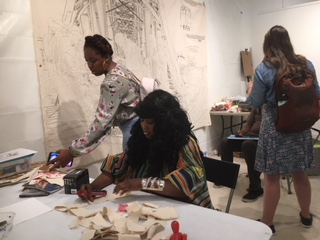 Several volunteers with Renaissance Presbyterian work with Newton in his SPLASH art program for youth. (Photo from Charlie Newton)