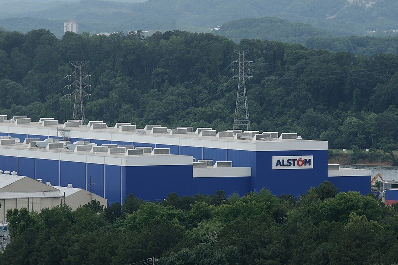 The Alstom plant is seen from the Republic Centre building Thursday, May 28, 2015, in Chattanooga, Tenn. The Republic Centre is the tallest building in Chattanooga.