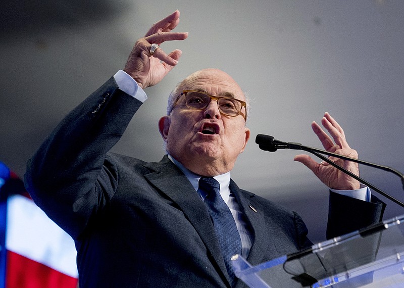 In this May 5, 2018, file photo, Rudy Giuliani, an attorney for President Donald Trump, speaks in Washington. Giuliani says Stormy Daniels isn't credible because of her work as a porn actress and implied that her claims that she had sex with the president aren't true because of the way she looks.(AP Photo/Andrew Harnik, File)