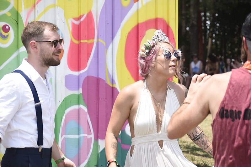Jake and Courtney Marosky chose to get married at Bonnaroo in Plaza 7 near the Grove, one of the few areas with trees in the General Admission camping area.