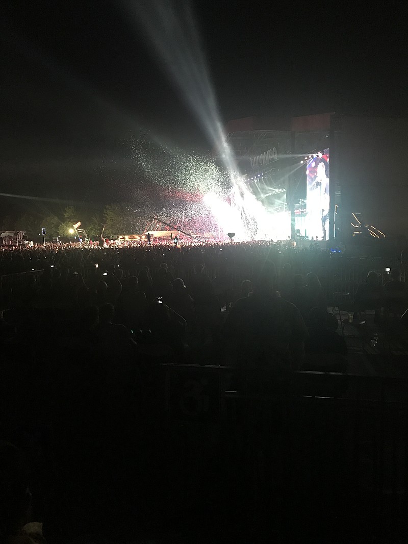 Confetti and streamers exploded over the crowd watching the Muse show on Friday night at Bonnaroo.