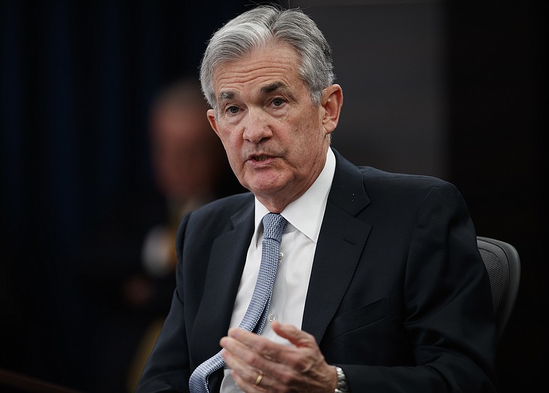 FILE- In this March 21, 2018, file photo, Federal Reserve Chairman Jerome Powell speaks following the Federal Open Market Committee meeting in Washington. Investors are eagerly awaiting the updated economic forecasts the Fed will issue when its meeting ends Wednesday, June 13. (AP Photo/Carolyn Kaster, File)