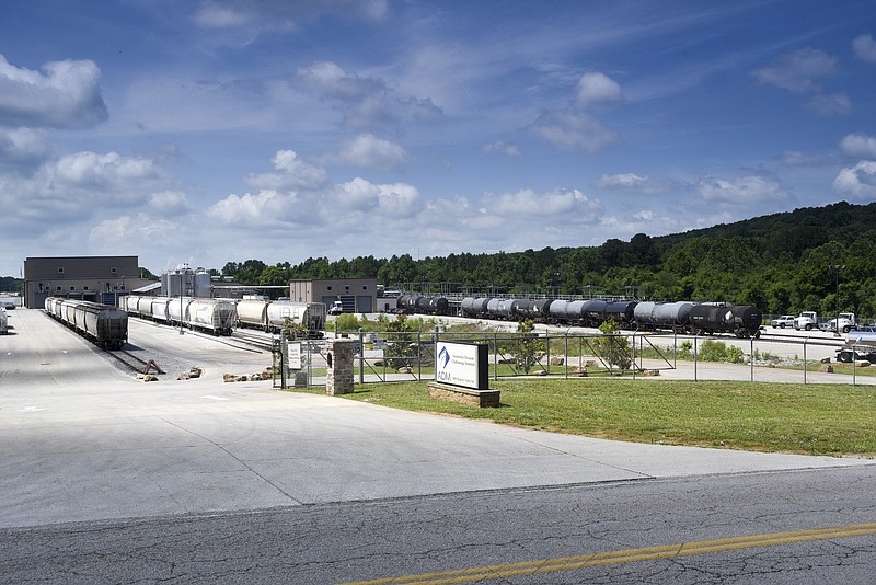 Several side tracks of train cars are seen outside the ADM Sweeteners Division plant at Enterprise South Industrial Park on Thursday.