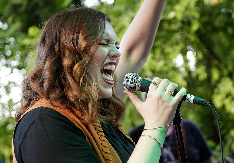 Bex Murphy performs with Time Machine on the final night of the Riverbend Festival at Ross's Landing on Saturday, June 16, 2018, in Chattanooga, Tenn. Poison frontman Bret Michaels headlined on the Coca Cola stage.