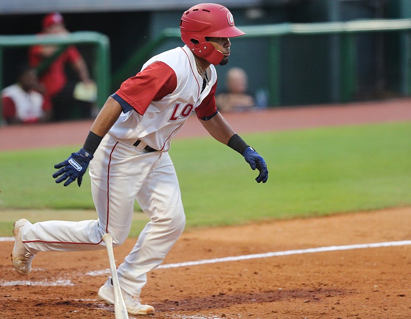 Former Chattanooga outfielder LaMonte Wade, shown in a June 4 game at AT&T Field, hit .298 and helped the Lookouts get to first place in the Southern League's North Division before being promoted to Triple-A on June 9.