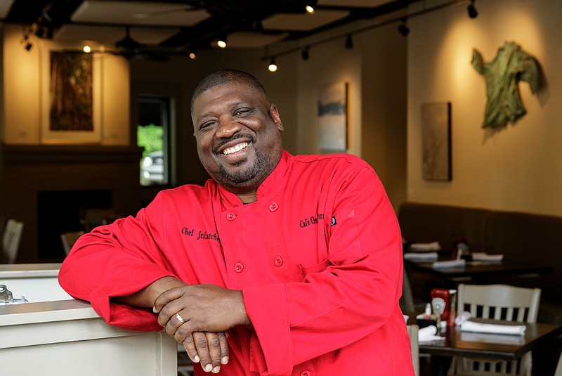 Executive chef J.R. Crutcher poses for a portrait at Cafe on the Corner on Tuesday, May 15, 2018, in Lookout Mountain, Tenn. 