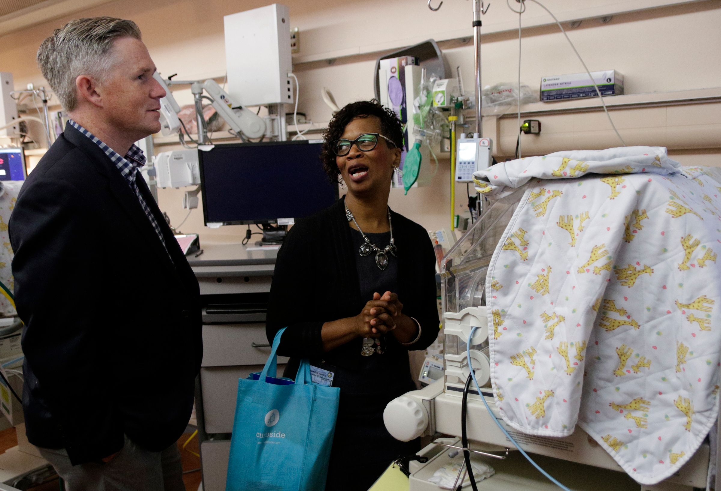 Howard principal Leandrea Ware, center, talks with Blake Freeman about an infant in the NICU as they tour Erlanger Hospital on Wednesday, June 13, 2018, in Chattanooga, Tenn. Teachers from Howard and other schools which will launch Future Ready Institutes in the fall spent the week participating in externships at business partners across the region.