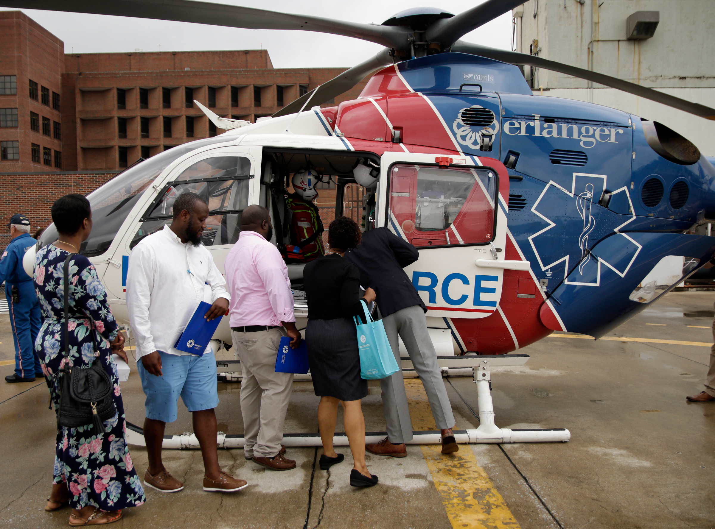 Howard educators tour the Life Force helipad at Erlanger Hospital on Wednesday, June 13, 2018, in Chattanooga, Tenn. Teachers from Howard and other schools which will launch Future Ready Institutes in the fall spent the week participating in externships at business partners across the region.