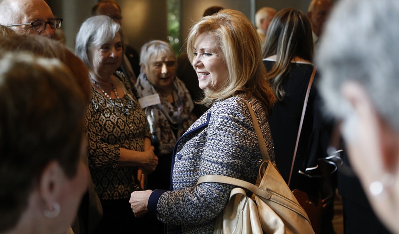 United States Senate candidate Marsha Blackburn mingles during the Hamilton County Republican Party's annual Lincoln Day Dinner at The Chattanoogan on Friday, April 27, 2018 in Chattanooga, Tenn.