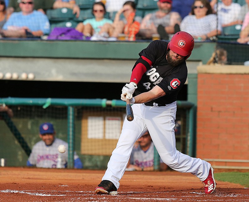 The Chattanooga Lookouts' Andy Wilkins, shown connecting for a hit during a game at AT&T Field last summer, is among the players first-year manager Tommy Watkins is counting on for a boost during the second half of the season.