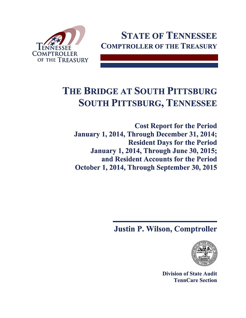 Tennessee Comptroller of the Treasury Division of State Audit: The Bridge at South Pittsburg