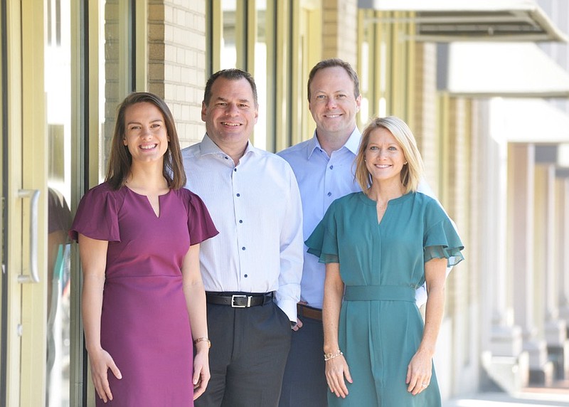 Contributed photo / Transparency Health is aimed at acquiring and investing in lower middle-market companies. From left are associate Emily Danek and founding partners John Riley, David Paschall and Rebekah Elkins Sharpe.