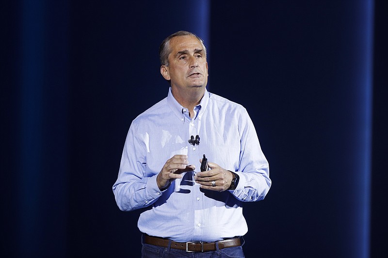 In this Jan. 8, 2018, file photo, Intel CEO Brian Krzanich delivers a keynote speech at CES International in Las Vegas. Krzanich is resigning after the company learned of a consensual relationship that he had with an employee. Intel said Thursday, June 21, that the relationship was in violation of the company's non-fraternization policy, which applies to all managers.(AP Photo/Jae C. Hong, File)