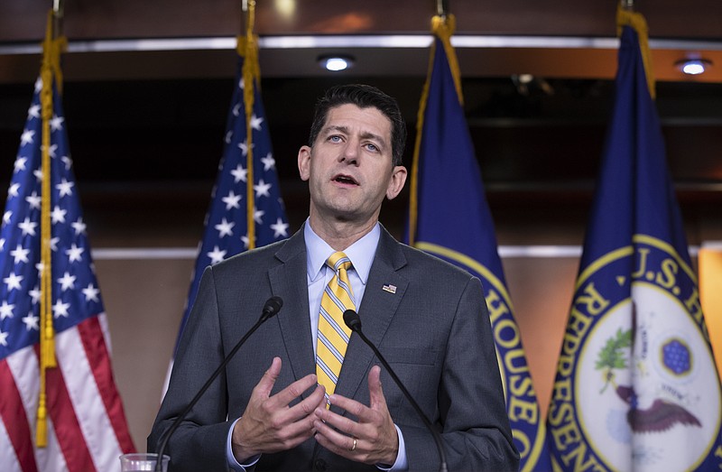 Speaker of the House Paul Ryan, R-Wis., meets with reporters before a House showdown on immigration, at the Capitol in Washington, Thursday, June 21, 2018. (AP Photo/J. Scott Applewhite)