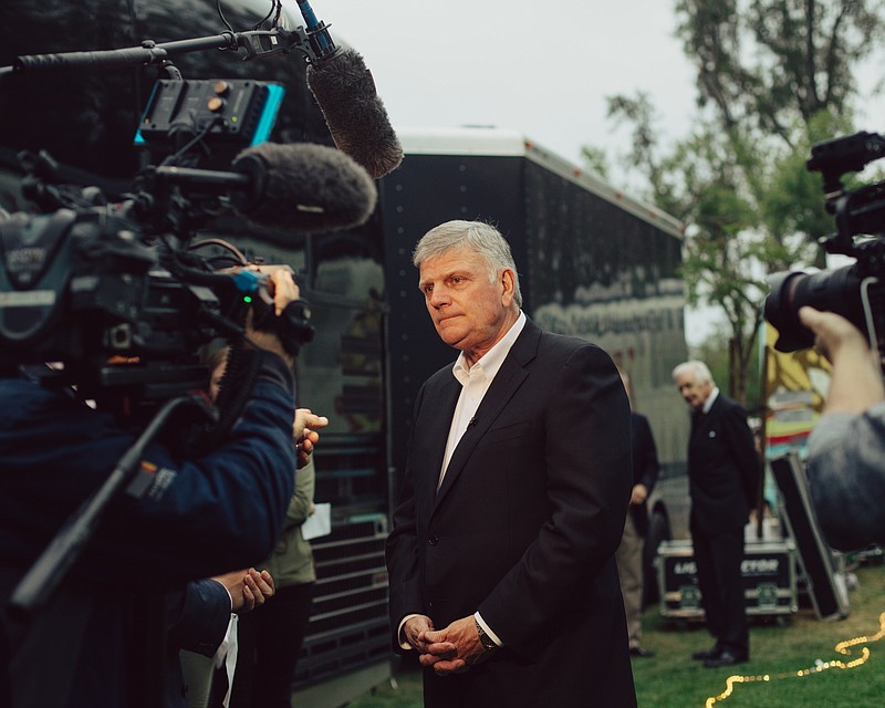 Franklin Graham, who does not blame the Trump administration for family separations, during a media event for his Decision America California Tour kickoff in Escondido, Calif., May 20, 2018. Criticism from the evangelical community about the practice of separating immigrant families at the border raised the possibility that President Donald Trump's support from conservative Christians might erode. (Rozette Rago/The New York Times)