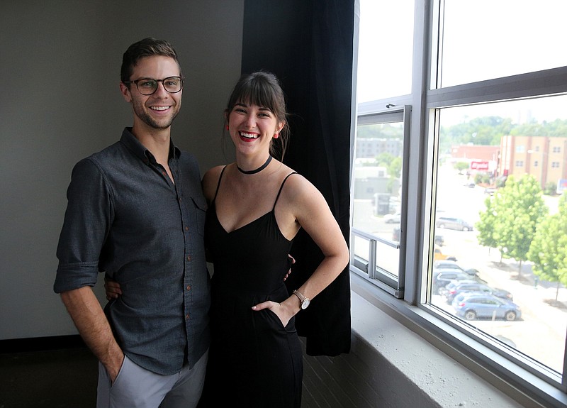 Corey and Emily Critser pose for a photo Monday, May 21, 2018 at their studio at the INCubator in Chattanooga, Tenn. The married couple and commercial photographers own Lanewood Studio.