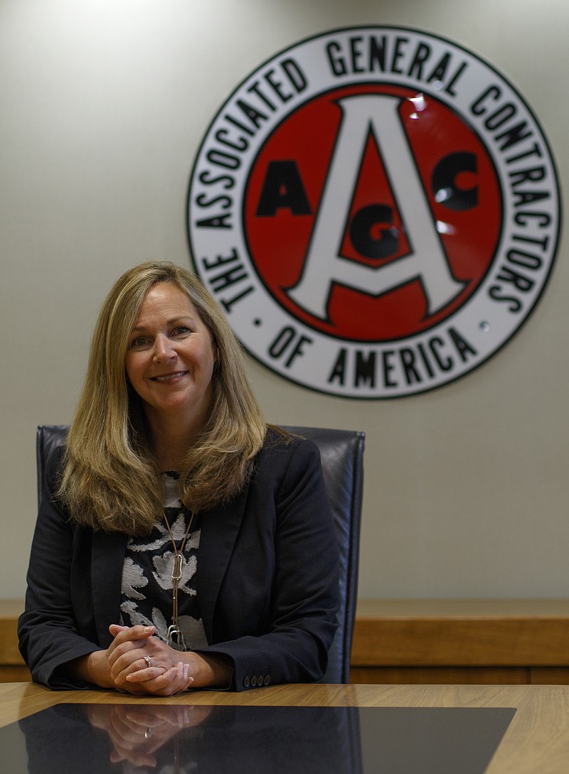 Associated General Contractors of East Tennessee Executive Director Leslie Gower during a photo shoot in the board room at the AGC office on Tuesday, May 29, 2018 in Chattanooga, Tenn.