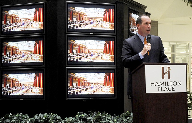 In this 2011 staff file photo, CBL's Michael Lebovitz announces at Center Court inside Hamilton Place mall a multimillion-dollar renovation of the complex.