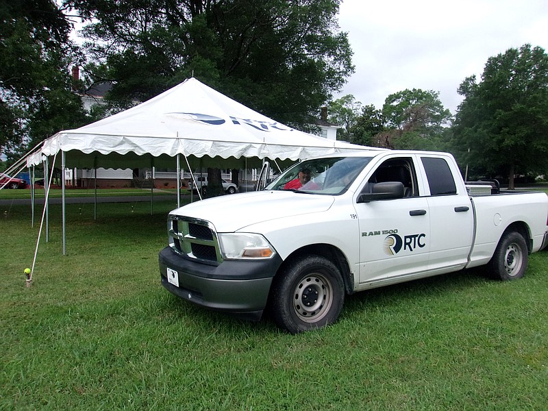 Ringgold Telephone Co. tent provides shade and comfort for Patriotism at The Post.