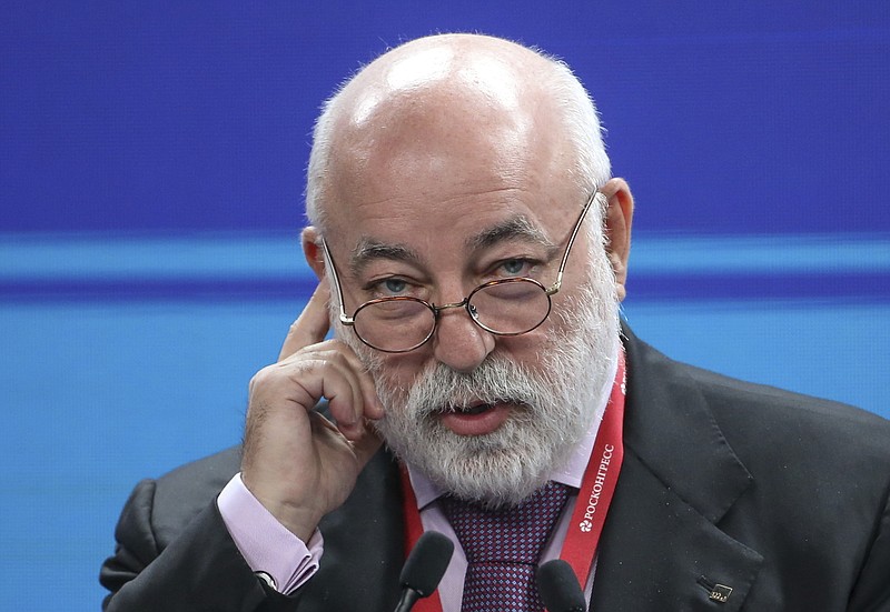 In this May 25, 2018, file photo, Renova CEO businessman Viktor Vekselberg attends the St. Petersburg International Economic Forum in St. Petersburg, Russia. in St. Petersburg, Russia. Long before Vekselberg was tied to a scandal over the president and a porn star, the Russian oligarch had been positioning himself to extend his influence in the United States. (Alexander Ryumin/TASS News Agency Pool Photo via AP, file)