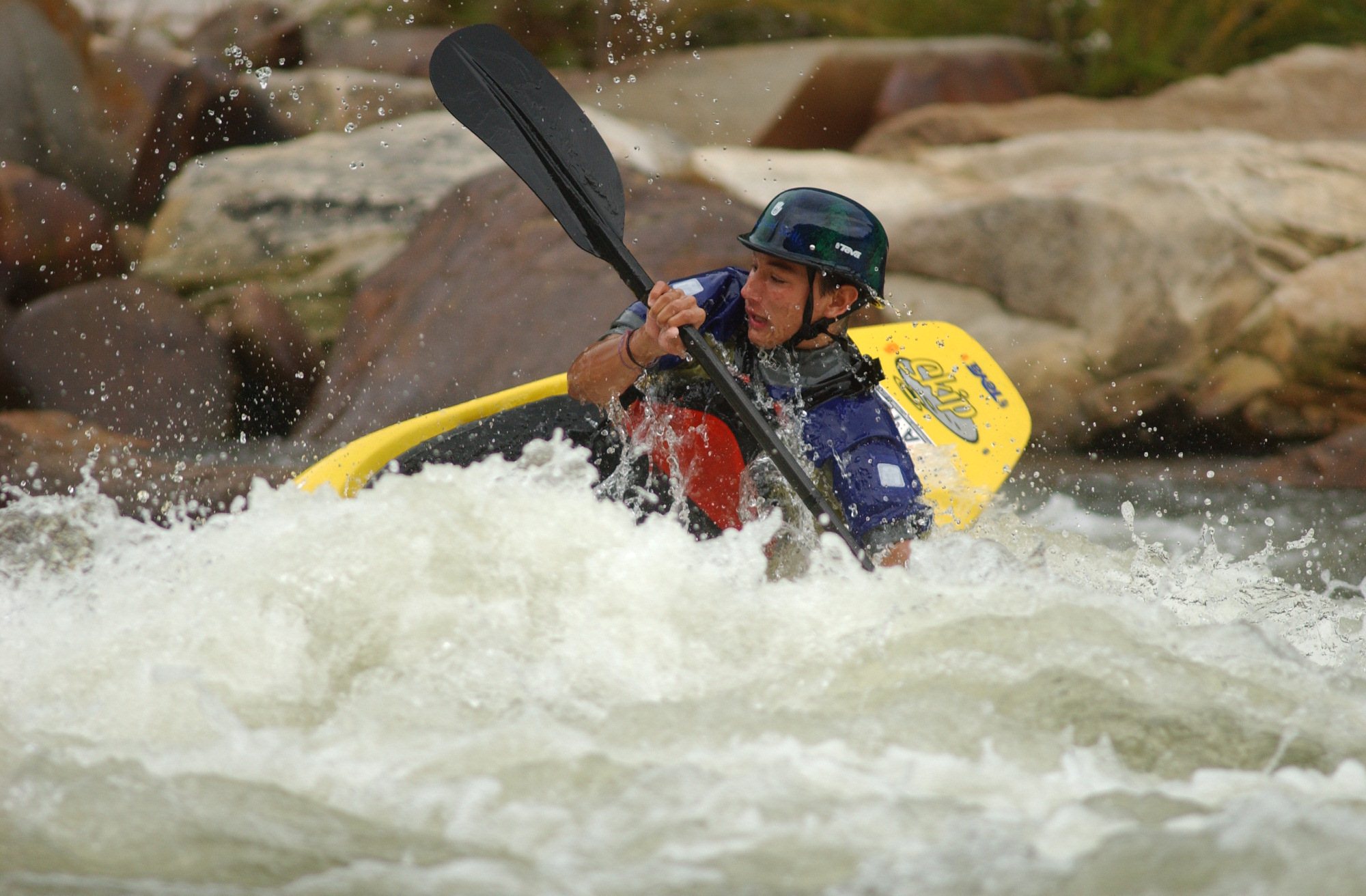 Paddler Andre Hongach from New York practices on the Ocoee River in preparation for an upcoming whitewater rodeo. 170 participants from around the country will be competing in the event Saturday on the Ocoee.