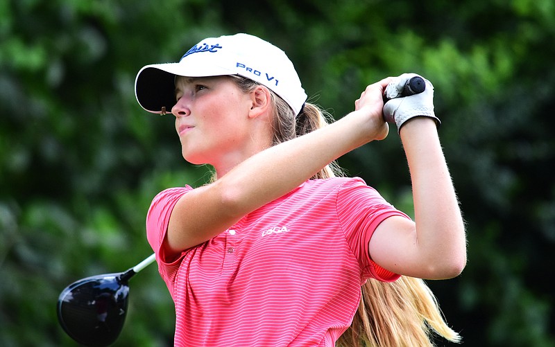 Defending champion Ashley Gilliam of Manchester took a four-stroke lead Tuesday in the first round of the 2018 Tennessee Girls' Junior Amateur golf tournament at Murfreesboro.