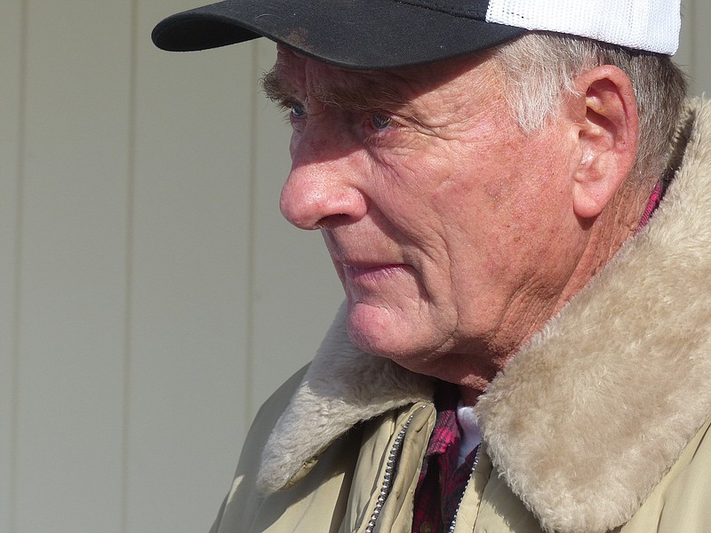 In this Jan. 2, 2016, file photo, rancher Dwight Hammond Jr. greets protesters outside his home in Burns, Ore. President Donald Trump has pardoned Dwight and Steven Hammond, two ranchers whose case sparked the armed occupation of a national wildlife refuge in Oregon. The Hammonds were convicted in 2012 of intentionally and maliciously setting fires on public lands. (Les Zaitz/The Oregonian via AP, File)